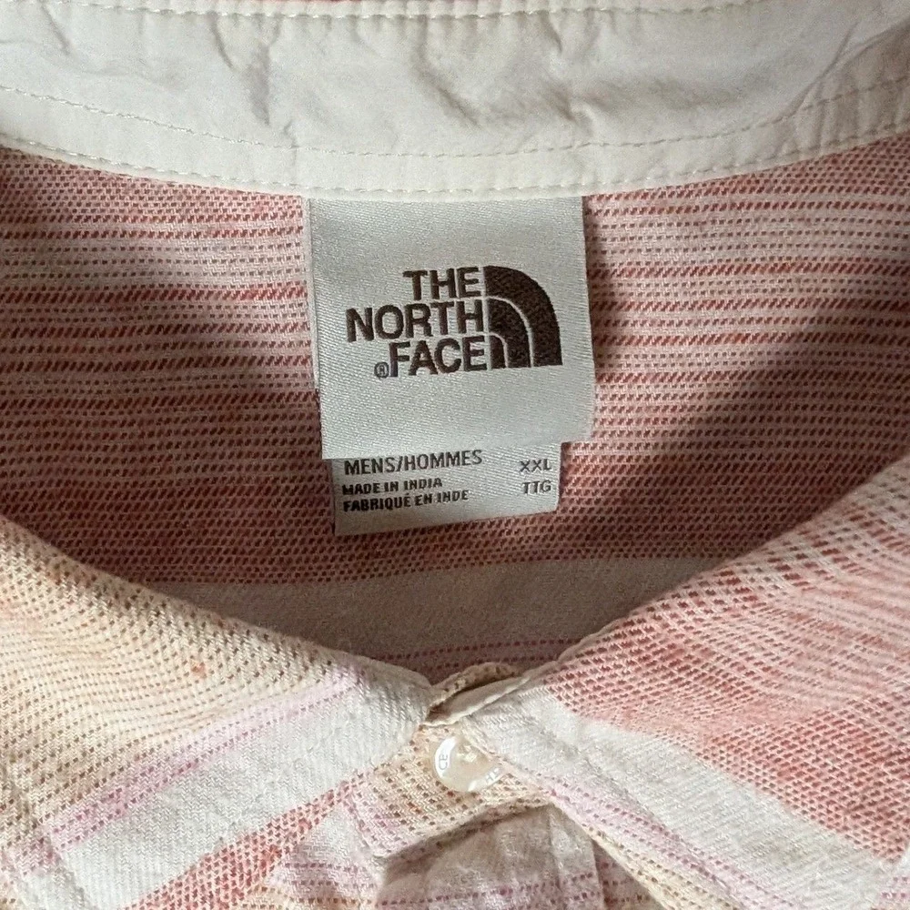 The North Face Mens‎ Striped Long Sleeve Button Down Shirt Pink Orange White XXL